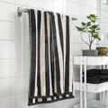 SLÅNHÖSTMAL Bath sheet, black/light beige striped, 100x150 cm