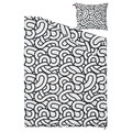 SÖTRÖNN Duvet cover and pillowcase, white/black/patterned, 150x200/50x60 cm