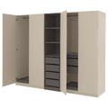 PAX / FORSAND Wardrobe combination, beige dark grey/beige, 250x60x201 cm