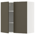 METOD Wall cabinet with shelves/2 doors, white/Havstorp brown-beige, 80x80 cm