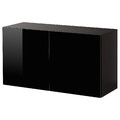 BESTÅ Wall-mounted cabinet combination, black-brown/Selsviken black, 120x42x64 cm