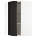 METOD Corner wall cabinet with shelves, white/Lerhyttan black stained, 67.5x67.5x100 cm