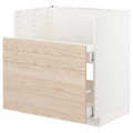 METOD / MAXIMERA Bc f BREDSJÖN sink/2 fronts/2 drws, white, Askersund light ash effect, 80x60 cm