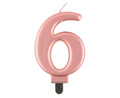 Birthday Candle 6 Metallic 8cm, pink-gold