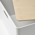KUGGIS Box with lid, white/bamboo, 37x54x21 cm