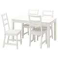 LANEBERG / NORDVIKEN Table and 4 chairs, white/white, 130/190x80 cm