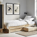 GLAMBERGET Bed frame with storage and mattress, pine/Åkrehamn firm, Standard Single