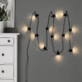 SVARTRÅ LED lighting chain with 12 lights, black/outdoor