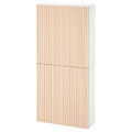 BESTÅ Wall cabinet with 2 doors, white/Björköviken birch veneer, 60x22x128 cm