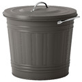 KNODD Bin with lid, grey, 16 l