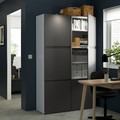 BESTÅ Storage combination with doors, white, Västerviken dark grey, 120x42x193 cm