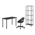 LAGKAPTEN/ELDBERGET / VITTSJÖ Desk and storage combination, and swivel chair black-brown/dark grey