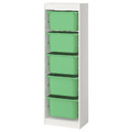 TROFAST Storage combination with boxes, white/bright green, 46x30x145 cm