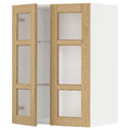 METOD Wall cabinet w shelves/2 glass drs, white/Forsbacka oak, 60x80 cm