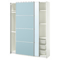 PAX / MEHAMN/AULI Wardrobe with sliding doors, white double sided/light blue mirror glass, 150x44x201 cm