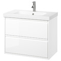 ÄNGSJÖN / ORRSJÖN Wash-stnd w drawers/wash-basin/tap, high-gloss white, 82x49x69 cm
