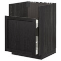 METOD Base cabinet for BREDSJÖN snk/1 frnt/2 drws, black/Lerhyttan black stained, 60x60 cm