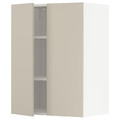 METOD Wall cabinet with shelves/2 doors, white/Havstorp beige, 60x80 cm