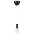 SUNNEBY / LUNNOM Pendant lamp with light bulb, black globe/clear