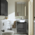 HAVBÄCK / TÖRNVIKEN Wash-stnd w drawers/wash-basin/tap, dark grey/black marble effect, 62x49x79 cm