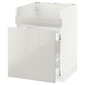 METOD Base cb f HAVSEN snk/3 frnts/2 drws, white Maximera, Ringhult light grey, 60x60 cm