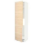 METOD High cab f fridge/freezer w 2 doors, white, Askersund ash light ash effect, 60x60x220 cm