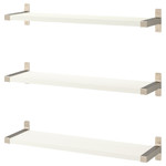 BERGSHULT / GRANHULT Wall shelf combination, white, nickel-plated, 80x20 cm