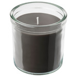 ENSTAKA Scented candle in glass, Bonfire/grey, 40 hr