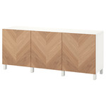 BESTÅ Storage combination with doors, white, Hedeviken/Stubbarp oak veneer, 180x42x74 cm