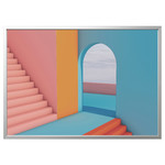 BJÖRKSTA Picture with frame, doorway/aluminium-colour, 140x100 cm