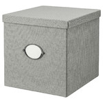 KVARNVIK Storage box with lid, grey, 32x35x32 cm