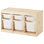 TROFAST Storage combination with boxes, light white stained pine, white, 94x44x52 cm