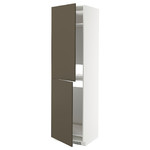 METOD High cabinet for fridge/freezer, white/Havstorp brown-beige, 60x60x220 cm