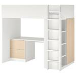 SMÅSTAD Loft bed, white birch/with desk with 3 drawers, 90x200 cm