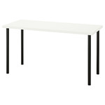 LAGKAPTEN / ADILS Desk, white, black, 140x60 cm