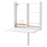 NORBERG Wall-mount drop-leaf tbl w storage, white, 64x60 cm