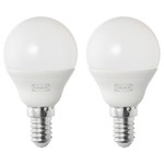 SOLHETTA LED bulb E14 470 lumen, globe opal white, 2 pack