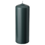 FENOMEN Unscented pillar candle, dark grey-green, 19 cm