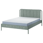 TÄLLÅSEN Upholstered bed frame with mattress, Kulsta grey-green/Vesteröy firm, 160x200 cm