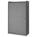 HAUGA Wardrobe with sliding doors, grey, 118x55x199 cm