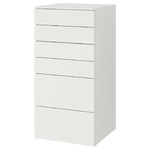 SMÅSTAD / PLATSA Chest of 6 drawers, white, white, 60x55x123 cm