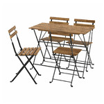 TÄRNÖ Table+4 chairs, outdoor, black, light brown stained