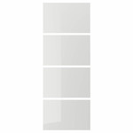 HOKKSUND 4 panels for sliding door frame, high-gloss light grey light grey, 75x201 cm