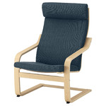 POÄNG Armchair, birch veneer, Hillared dark blue