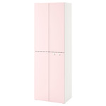 SMÅSTAD / PLATSA Wardrobe, white pale pink, with 2 clothes rails, 60x40x180 cm