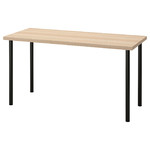 LAGKAPTEN / ADILS Desk, white stained oak effect, black, 140x60 cm