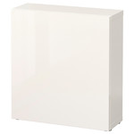 BESTÅ Shelf unit with door, white, Selsviken high-gloss/white, 60x20x64 cm
