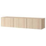 BESTÅ TV bench with doors, white stained oak effect, Lappviken white stained oak effect, 180x42x38 cm