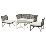 JUTHOLMEN 4-seat conversation set, outdoor, dark grey/Kuddarna light grey-beige