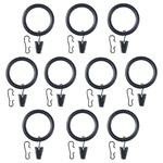 SYRLIG Curtain ring with clip and hook, black, 38 mm